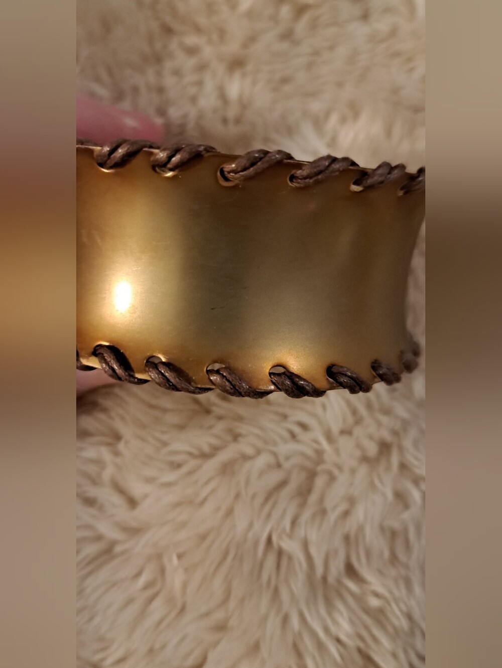Gold Tone with Leather-Trim Decorative Bracelet - Home Accents